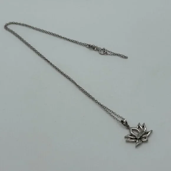 925 Sterling Silver Lotus Blossom Pendant Necklace Dainty Spiritual Minimalist - Picture 3 of 15
